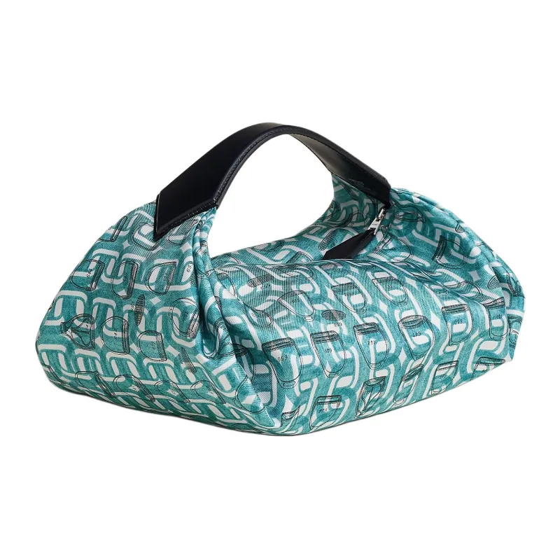 HERMES Balusoie Silk Patchwork Hunter Cow Leather Handbag Women's Saint-Cyr Blue & Indigo-2