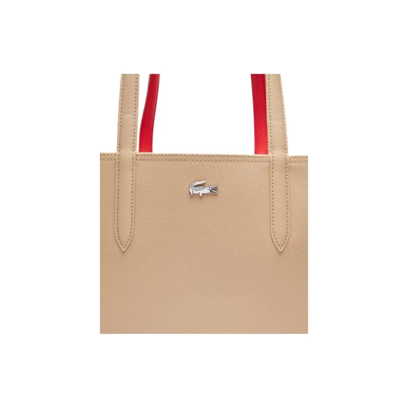 LACOSTE PVC Tote Bag, Shopping Bag, Shoulder Bag Women's Beige-3