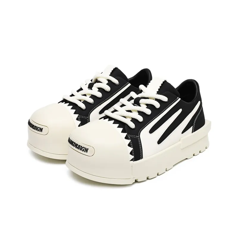 OUBT Fashion Big Head Casual Trendy Shoes Breathable And Slip Resistant Low Top Skateboard Shoes Unisex Black White-4