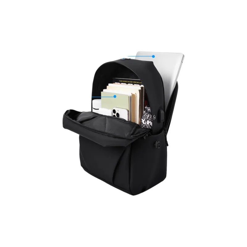 Warrior Nylon Fabric Backpack Unisex Black-6