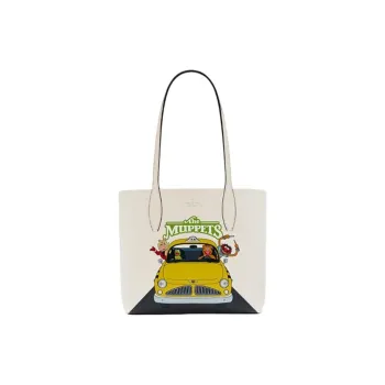 Kate Spade × Disney, Collaboration Split Cow Leather Tote Bag, Shopping Bag, Shoulder Bag Trumpets Women's White