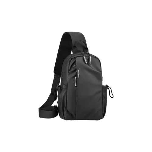 Tonlion Nylon Fabric Sling Bag Regular Unisex Black