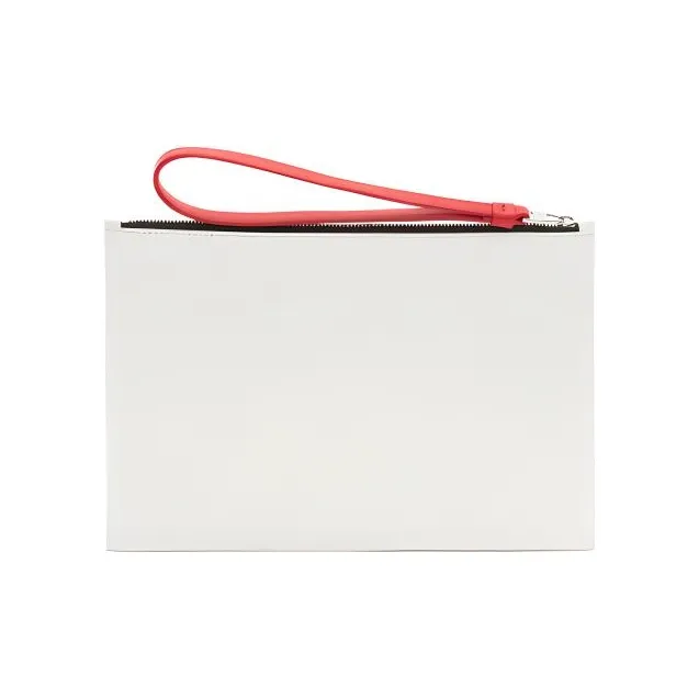 Alexander McQueen Cow Leather Line Clutch Women's Dark Ivory White-2