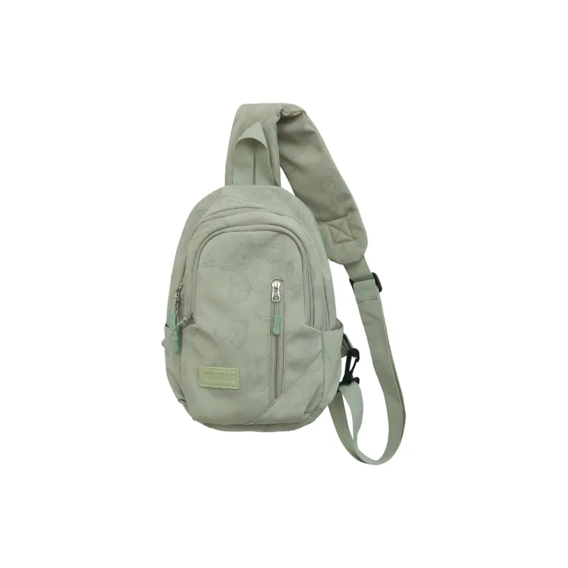 BRABOSTON Nylon Sling Bag Unisex Ecru/Black/Green-13