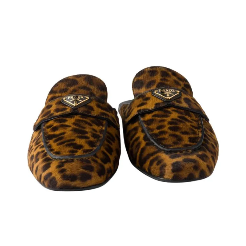 PRADA Rubber Sole Abrasion Resistant Closed Toe Slippers Women's Brown-4
