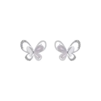KEYS VIA Copper Alloy Synthetic Cubic Zirconia 925 Sterling Silver Needle Stud Earrings Women's