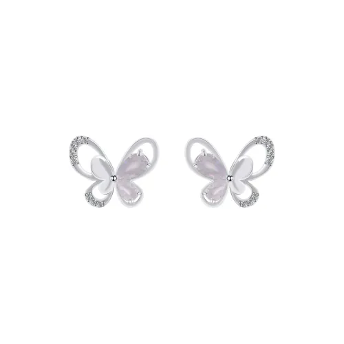 KEYS VIA Copper Alloy Synthetic Cubic Zirconia 925 Sterling Silver Needle Stud Earrings Women's