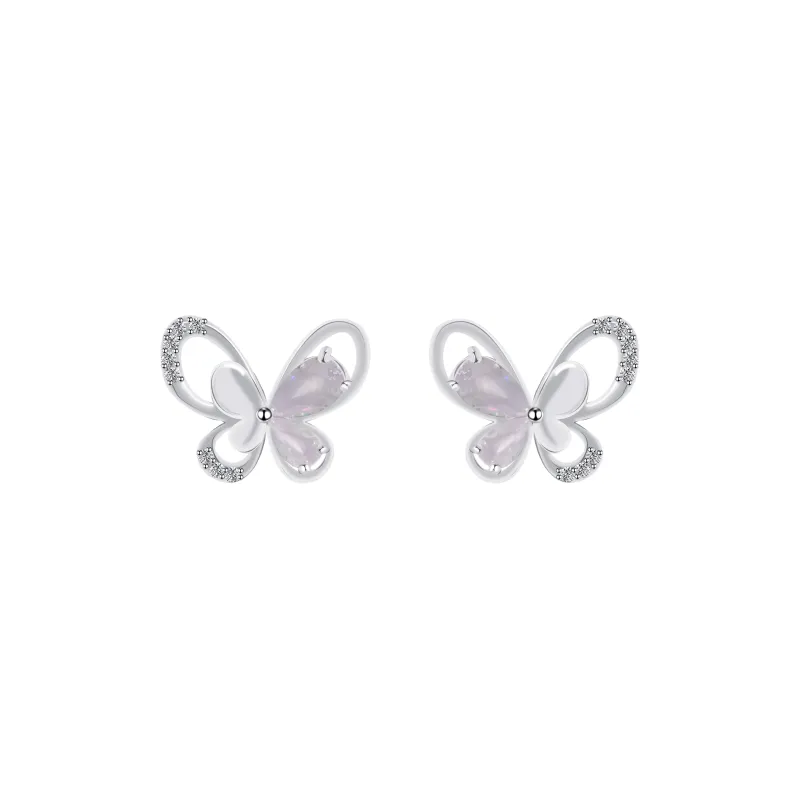 KEYS VIA Copper Alloy Synthetic Cubic Zirconia 925 Sterling Silver Needle Stud Earrings Women's-0