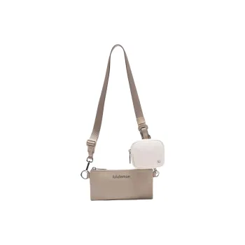 Lululemon Nylon Shoulder Bag, Crossbody Bag Unisex Khaki