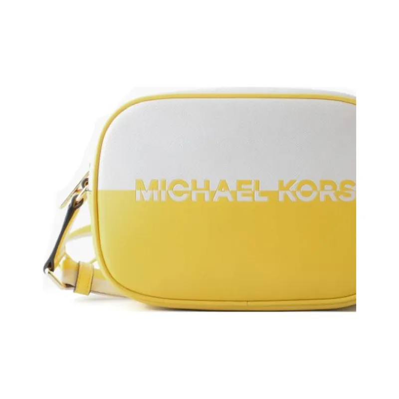 MICHAEL KORS Canvas Crossbody Bag, Shoulder Bag Women's White & Yellow-3