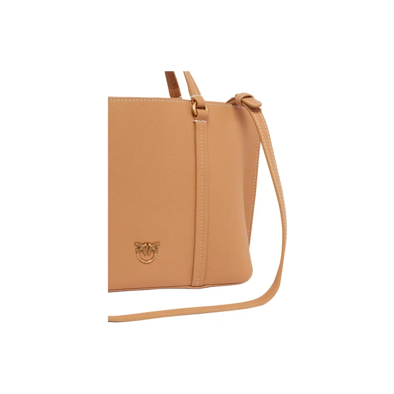 PINKO Cow Leather Tote Bag Shopping Bag Shoulder Bag Handbag Women's Light Brown-2