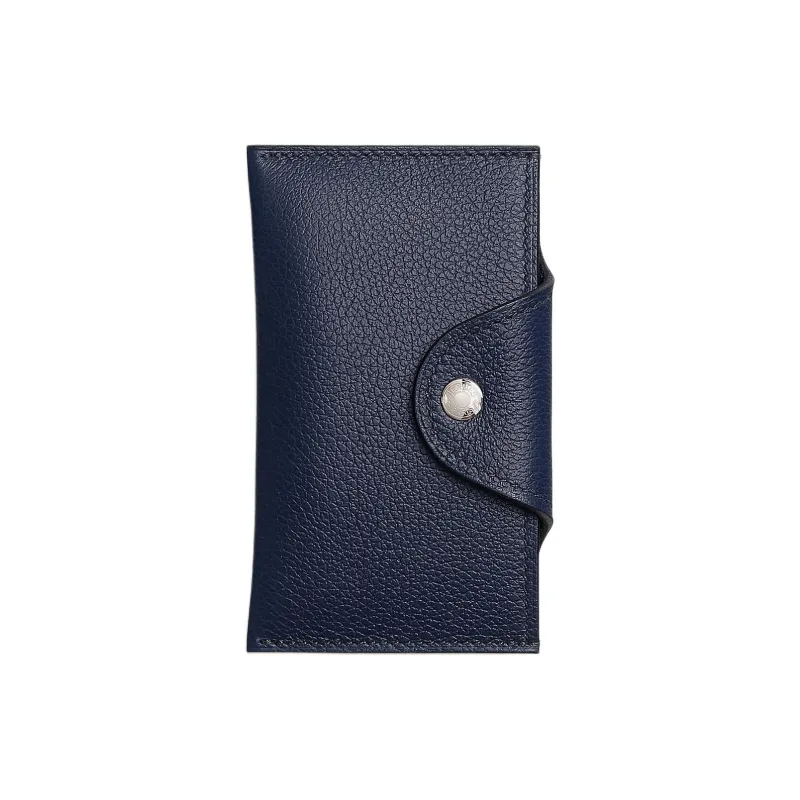 HERMES Iliade Evercolor Calfskin Card Holder Unisex 2Z Bleu Nuit Midnight Blue-0