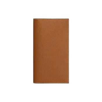 HERMES Citizen Twill Epsom Calfskin Wallet Women's Gold & French Blue & Sapphire Blue