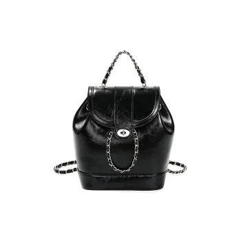 SEPTWOLVES PU Backpack Medium Size Women's Black/White/Silver