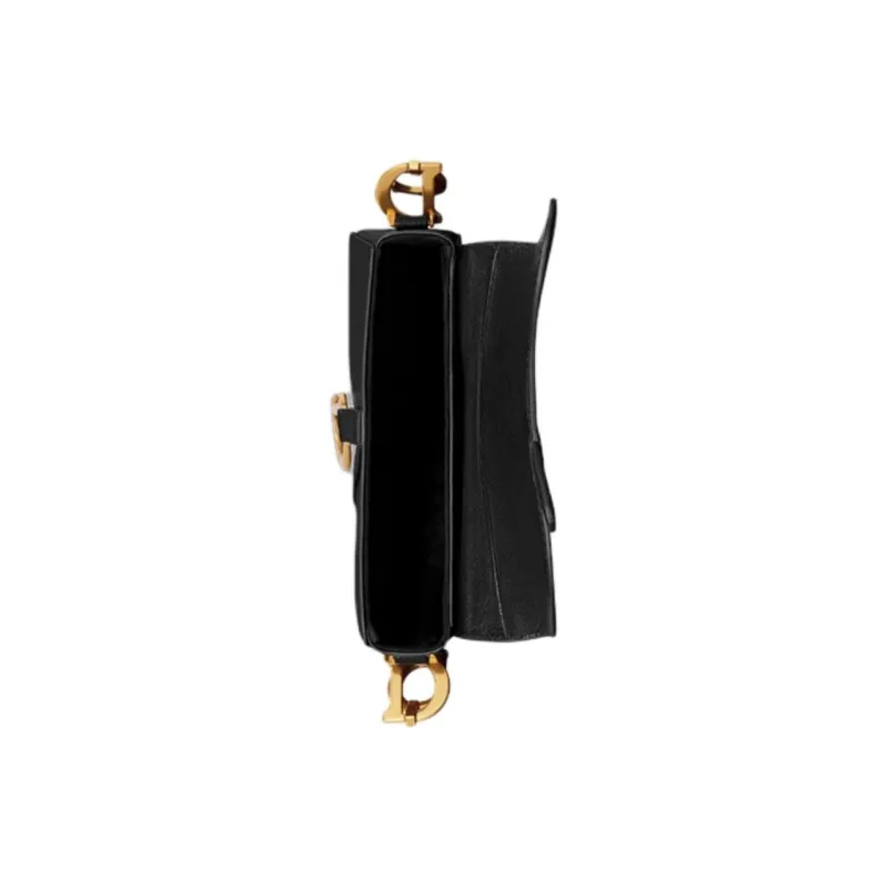 DIOR Goatskin Saddle Bags Shoulder Bags Mini Women's Black-3