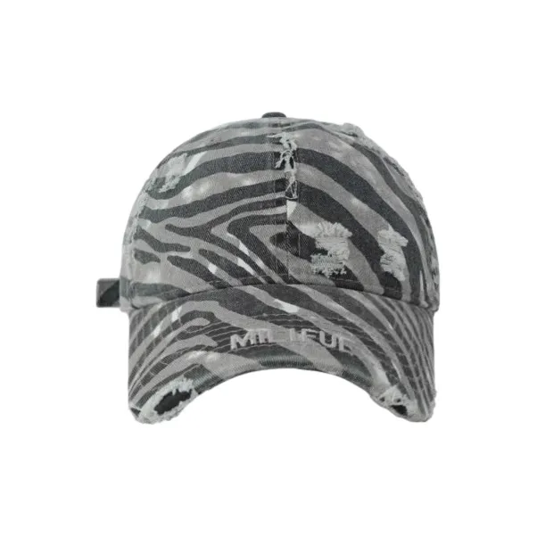 FREE RABBITⅡ Korean Style Vintage Washable Ripped Soft Top For A Smaller Face Baseball Caps Unisex-8