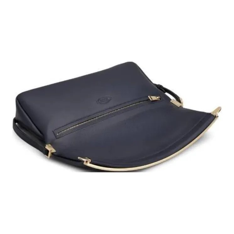 TOD'S Calfskin Shoulder Bag Trumpets Women's Blue-4