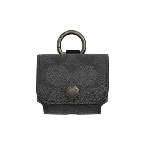COACH Coated Canvas Earphone Case Unisex Black