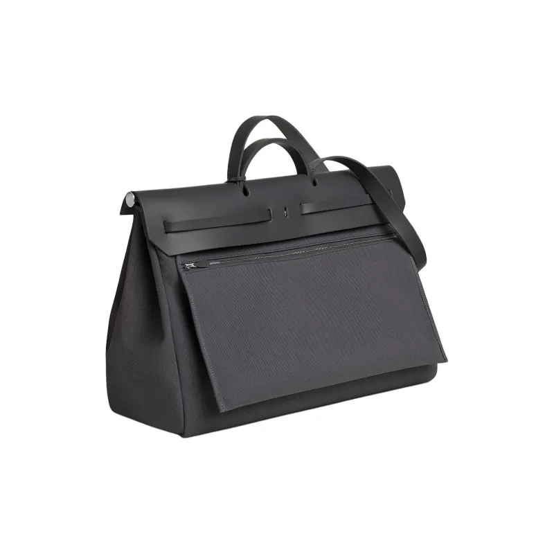 HERMES Herbag Zip Militaire Canvas With Hunter Cow Leather One Shoulder Handbags Regular Men's Slate Gray-2