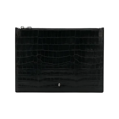 Alexander McQueen Cow Leather Wallets Clutches Unisex Black