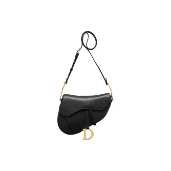 DIOR Sheepskin Saddle Bags Shoulder Bags Medium Size Women's Black