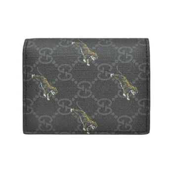 GUCCI Canvas Wallet Men's Black Gray Color