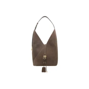 FERRAGAMO Suede Calfskin Hobo Bag Shoulder Bag Women's Concrete Gray