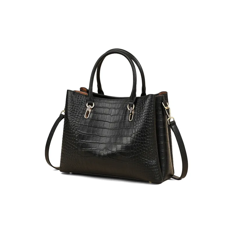 COMELY Cow Leather Handbag Shoulder Bag Crossbody Bag Regular Women's Black/Khaki-2