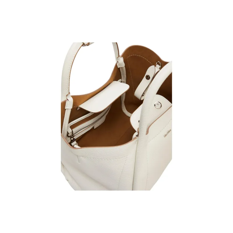 MaxMara Calfskin One Shoulder Handbag Small Size Women's White-5
