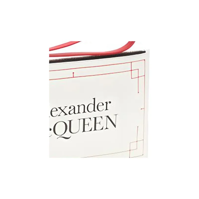Alexander McQueen Cow Leather Line Clutch Women's Dark Ivory White-5