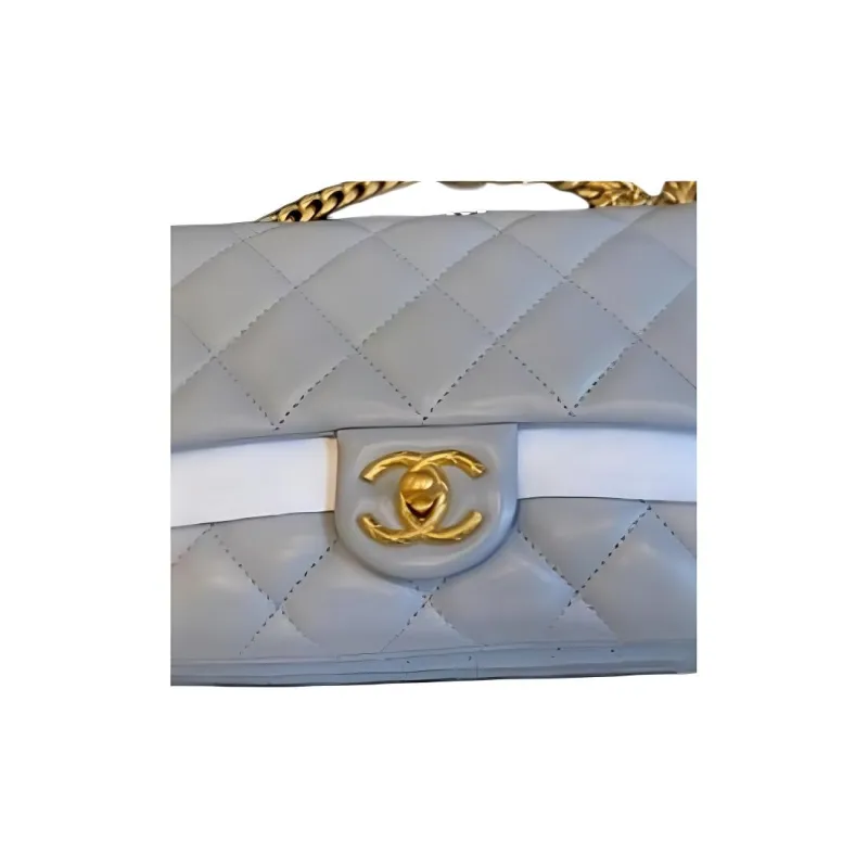 CHANEL Sheepskin Flap Bag, Shoulder Bag, Crossbody Bag Trumpets Women's Gray-1