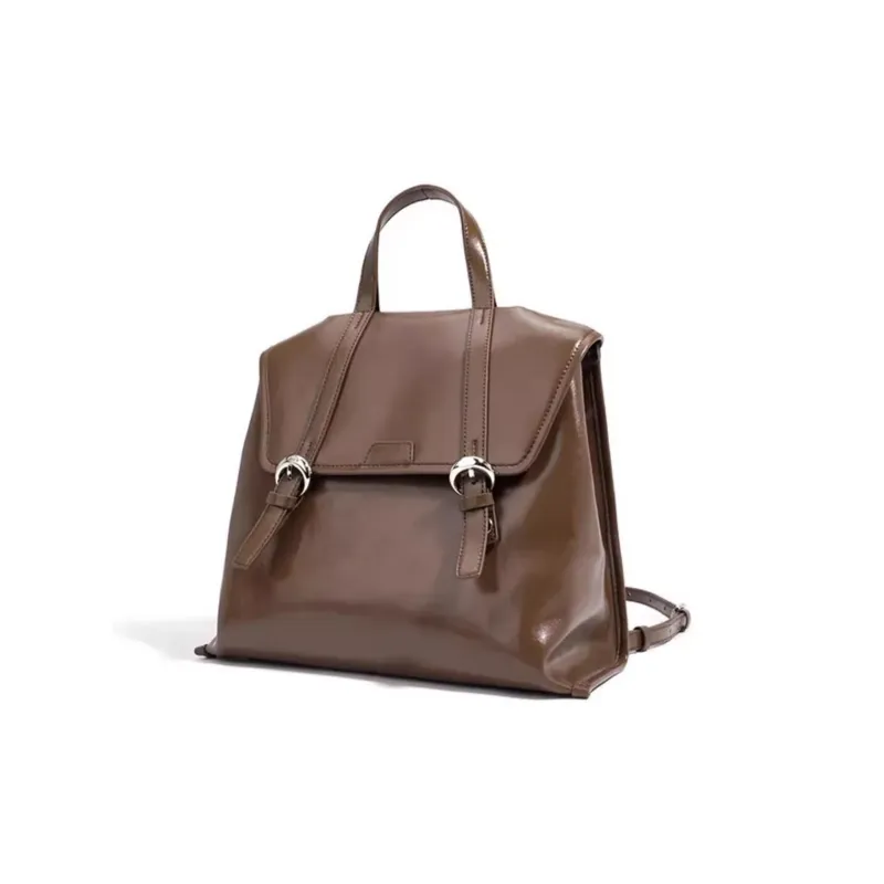ROBERTA DI CAMERINO Cow Leather Backpack Women's Mocha/Gentleman Black-1