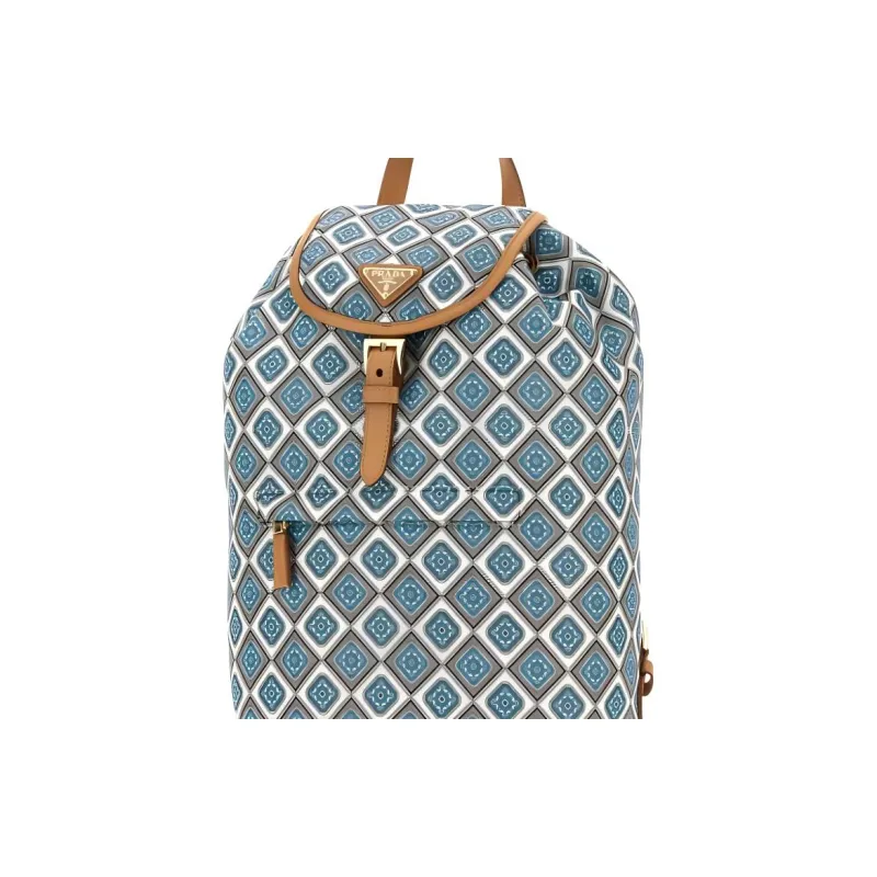 PRADA Recycled Nylon Backpack Women's Blue & Multicolor-4