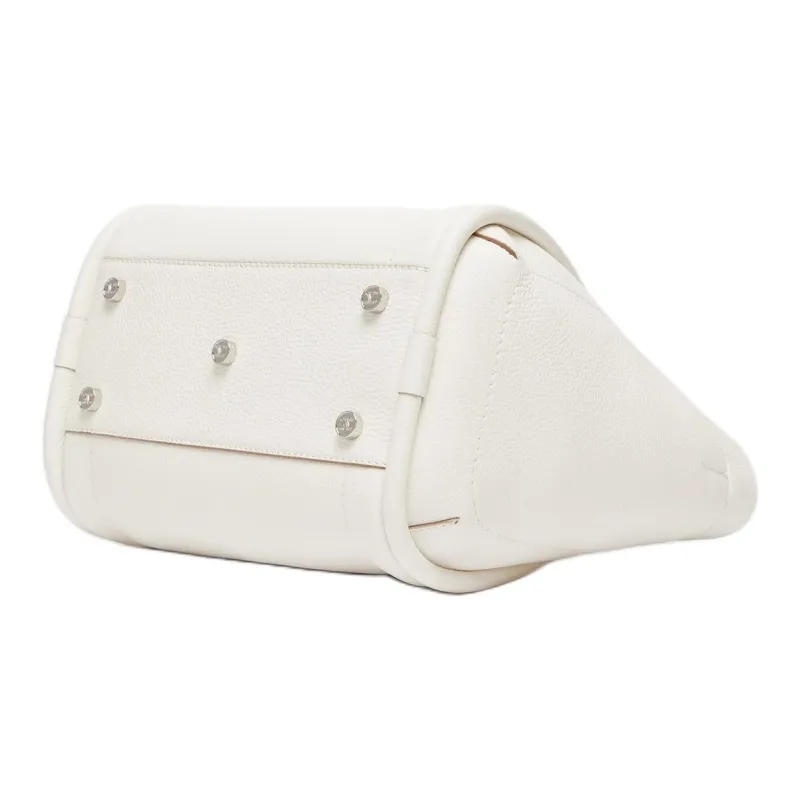 MaxMara Calfskin One Shoulder Handbag Small Size Women's White-4