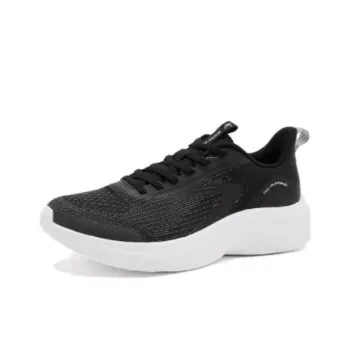 QIAODAN Cushioned Wear Resistant Breathable Moisture Wicking Low Top Running Shoes Men's Black White