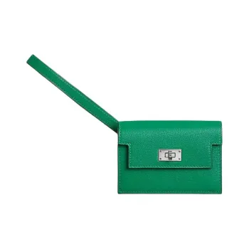 HERMES Kelly Pocket Chamkila Goat Skin Wallet Women's 6W Menthe Mint Green