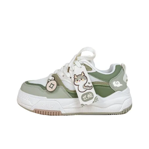 A&M Anti-Slip Wear-Resistant Low-Top Skateboard Shoes Women's Beige Green