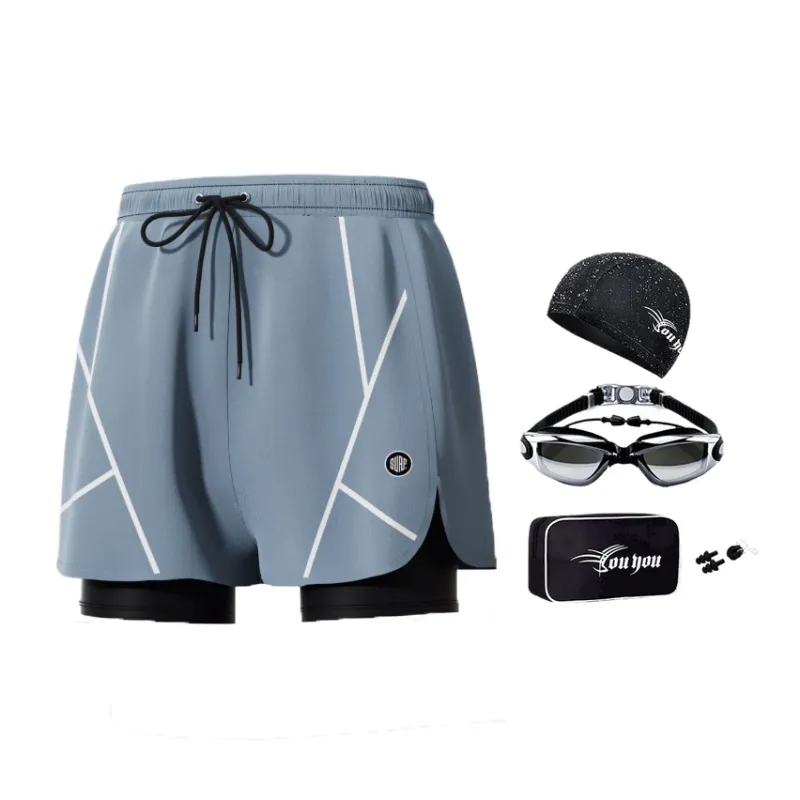 Youyou Swimming Sets Polyester, Elastane Summer Seaside Beach Men's Black-4