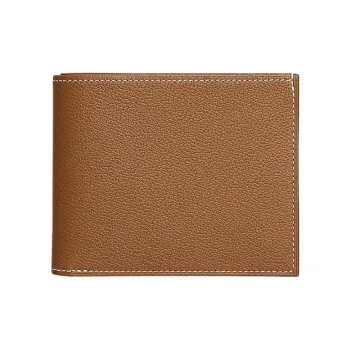 HERMES Citizen Twill Evercolor Calfskin Card Holder Women's Gold & French Blue & Sapphire Blue