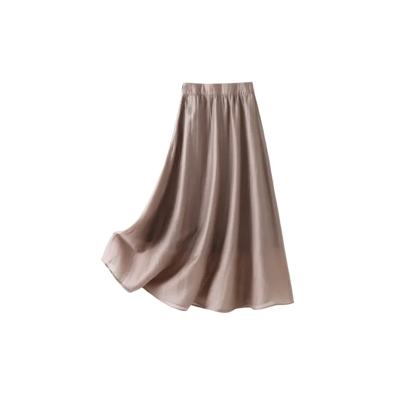 IHIMI Casual Long Skirt Women's Gray Pink-1