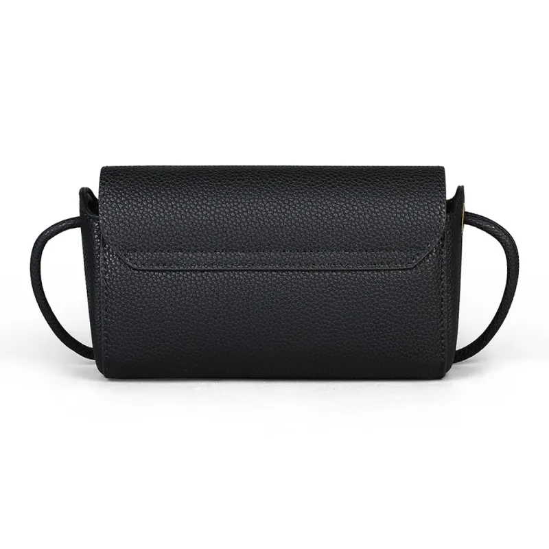 MILLIE'S Cow Leather Shoulder Bag, Crossbody Bag, Small Square Bag, Pillow Bag Regular Women's Black-4