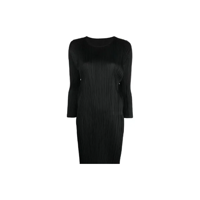 PLEATS PLEASE ISSEY MIYAKE September Plissé satin Midi Dress-4