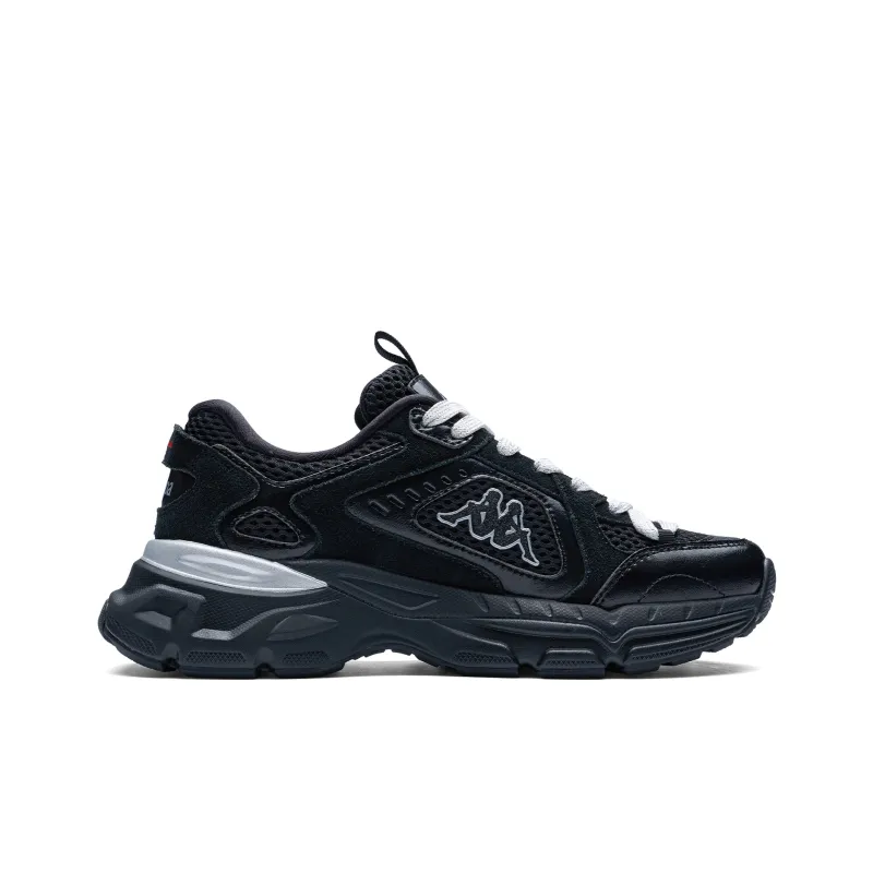 Kappa O.2000 Anti Slip Wear Resistant Low Top Running Shoes Women's Black Silver-1