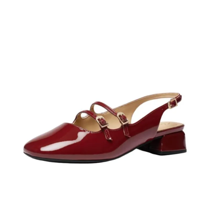Clarks Daisy Collection Chunky Heel High Heels 6.5cm Women's Red-1