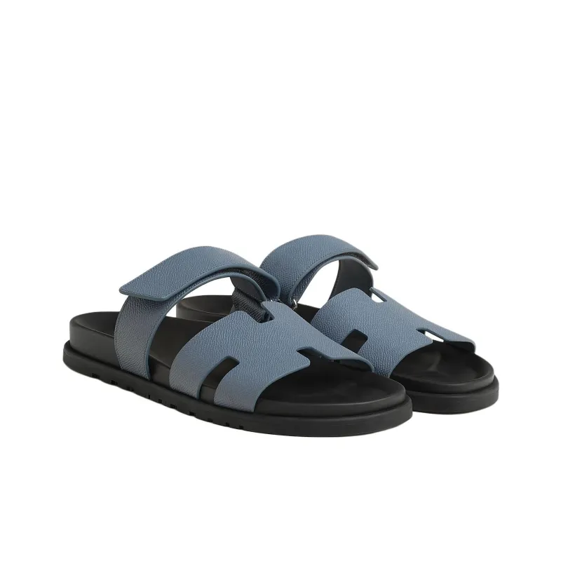 HERMES Chypre Slide Slippers Men's Blue-2