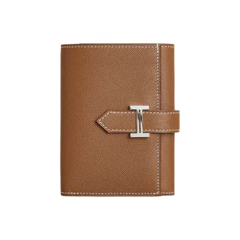 HERMES Bearn Madame Calfskin Wallet Women's 37 Gold Gold Brown