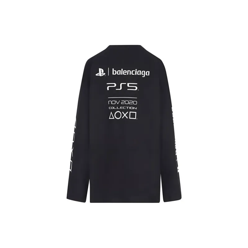 Balenciaga Playstation Boxy Long Sleeve Tee 'Black/White'-1