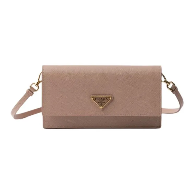 PRADA Saffiano Leather Shoulder Bag Mini Women's Nude Pink-0