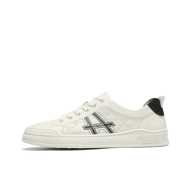CROWN Low-Top Skateboard Shoes Men's White-0