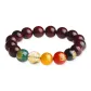 12mm Small-Leaf Red Sandalwood Five Gods of Wealth Beaded Bracelet